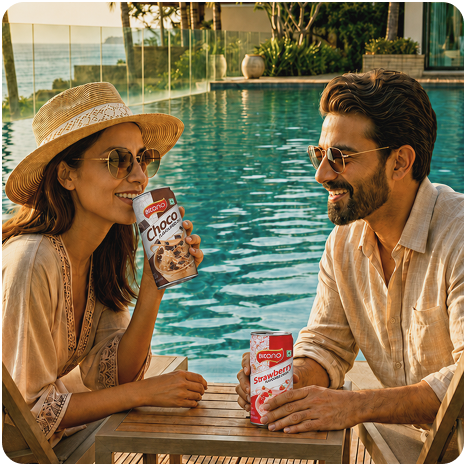 Young couple by the pool