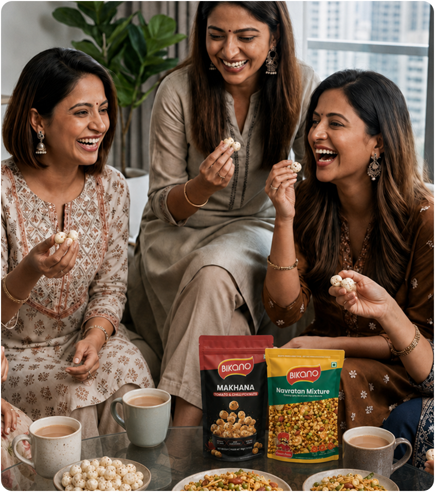 Friends enjoying snacks together